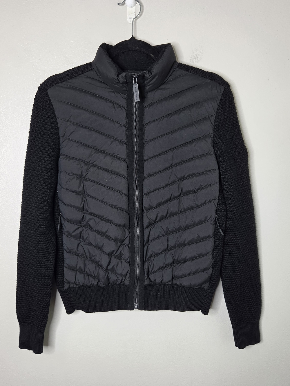 Canada Goose Hybridge Knit Jacket In Black Merino Wool & Goosedown
